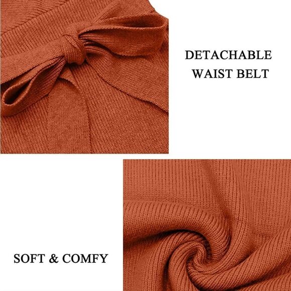 NWT CHERFLY Women's V Neck Sweater Dress Batwing Long Sleeve Backless Mi… - Picture 5 of 7